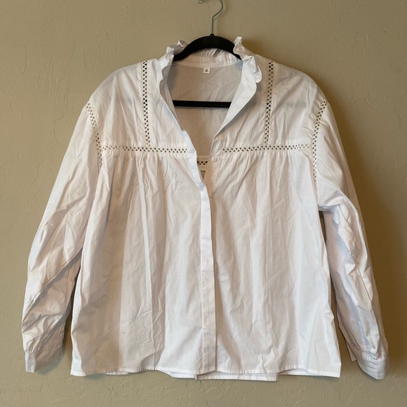 Shein white preppy oversized dressy layering shirt S - Picture 4 of 9